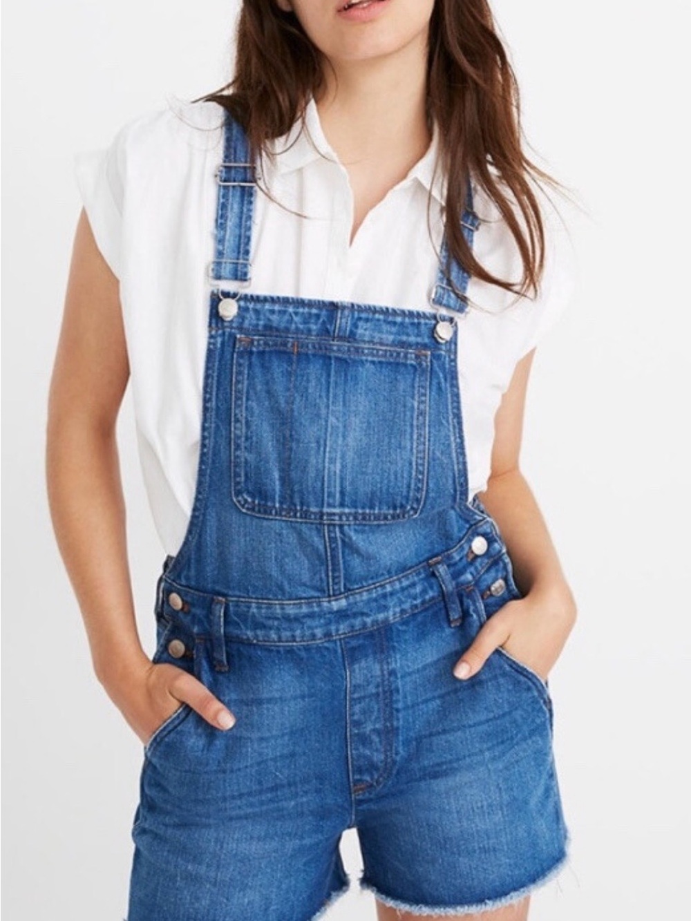 TNA Denim Short Overalls Romper Medium Wash Adjustable Straps Size XS